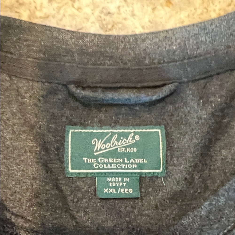 WOOLRICH MEN’s GREEN LABEL COLLECTION THICK long sleeve pocket TEE IN GRAY XXL
